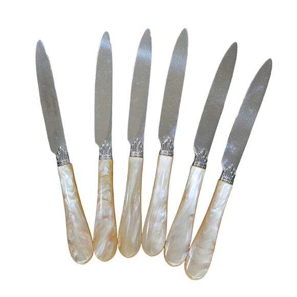 Mikasa Japan Vintage Mother of Pearl Prisma Butter Knives Set of 6 Elegant Gift - Picture 1 of 6